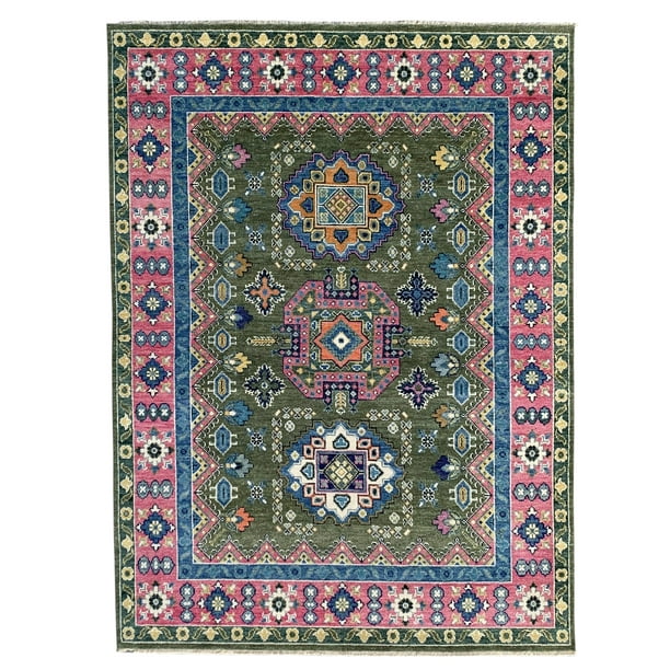 8' x 10' Green EORC KC30783OL8X10 Handknotted Wool Bijar Collection Rug Olive 8' x 10' Green EORC KC30783OL8X10 Handknotted Wool Bijar Collection Rug Olive